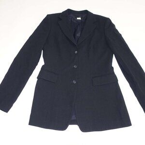 J. Crew Women's Long Blazer Jacket Size 12 Tall Black 3 Button 100% Wool 12T